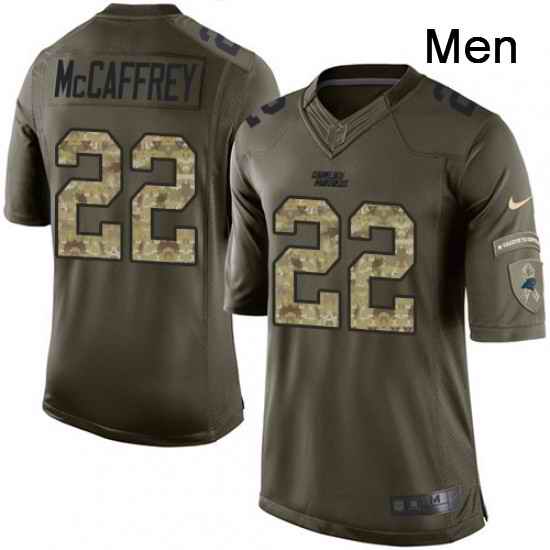 Mens Nike Carolina Panthers 22 Christian McCaffrey Limited Green Salute to Service NFL Jersey